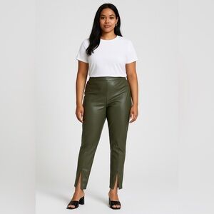 Green Faux Leather Pants